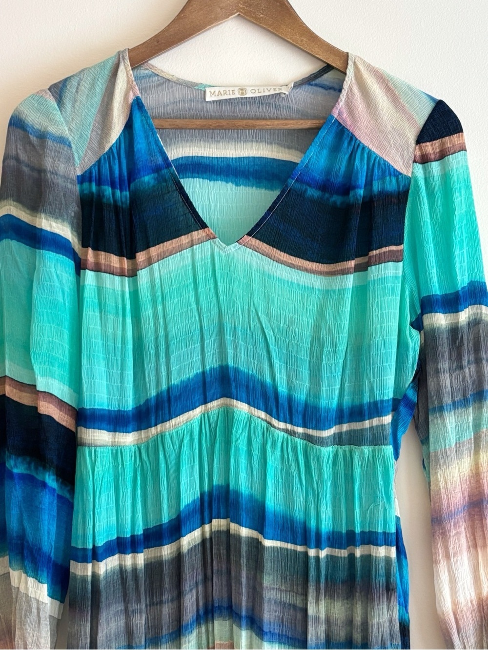 Marie Oliver Luciana Sante Fe Stripe Silk Gauze Maxi Dress Small Resortwear - Picture 3 of 8